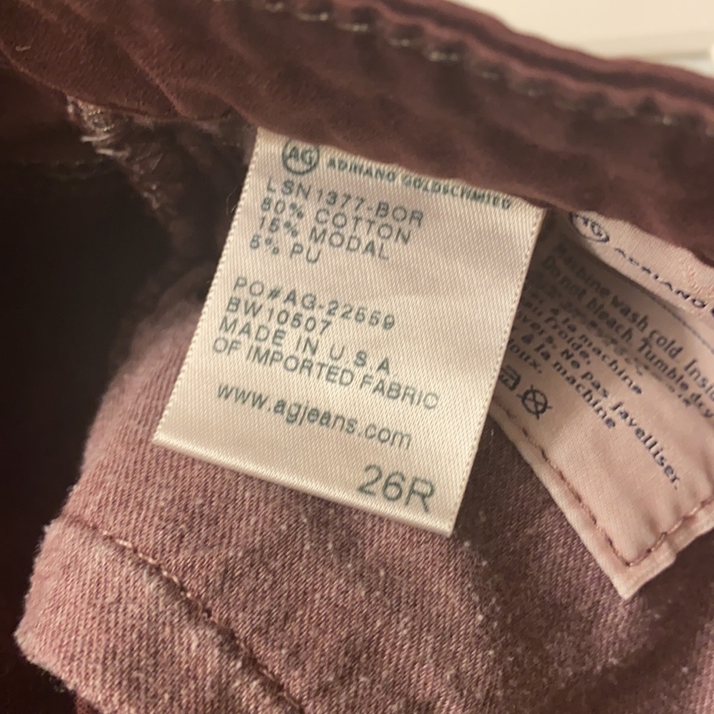 AG-Stevie Anle slim straight 26R burgundy pants - Picture 7 of 8